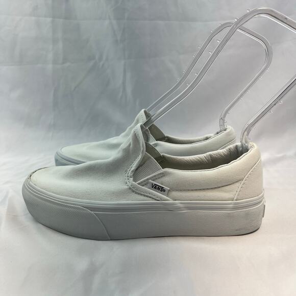 Vans Classic Slip On White Canvas Skate Shoes Men 6 Women 7.5 Streetwear Sneaker main image 3